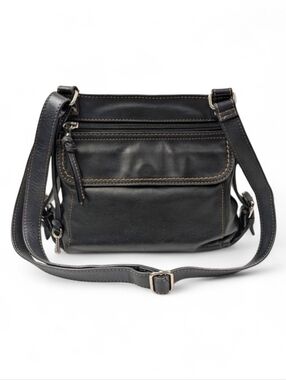 Fossil Crossbody Organizer Wallet Purse Leather Shoulder Bag Messenger Bag Black